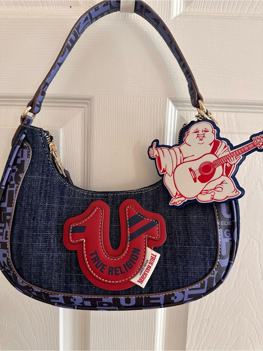 True Religion Y2K Denim Hobo Shoulder Bag Buddha Charm New with tags